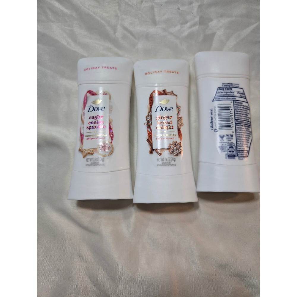 Dove Holiday Treats Deodorant Sugar Cookie Sprinkle Gingerbread Delight 3pk